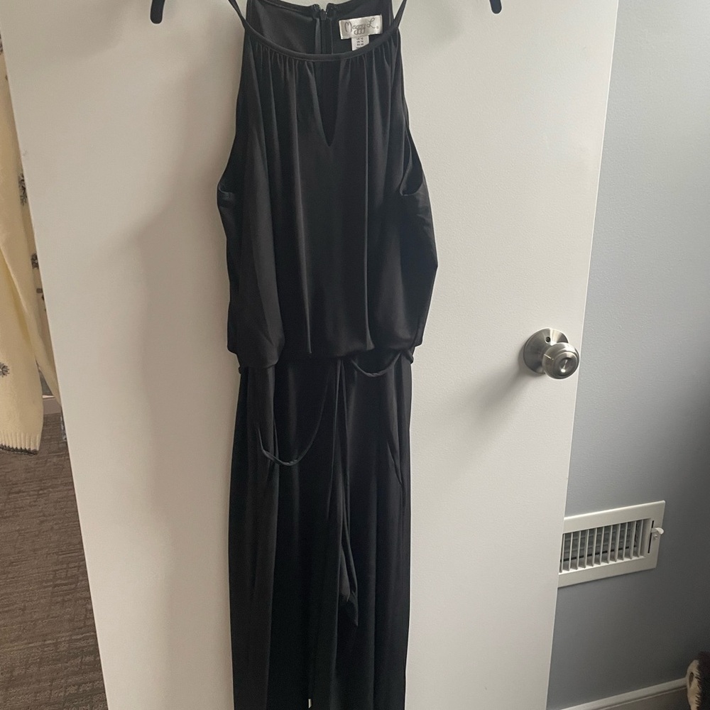 Maggy London Black Halter Jumpsuit with Tie Waist